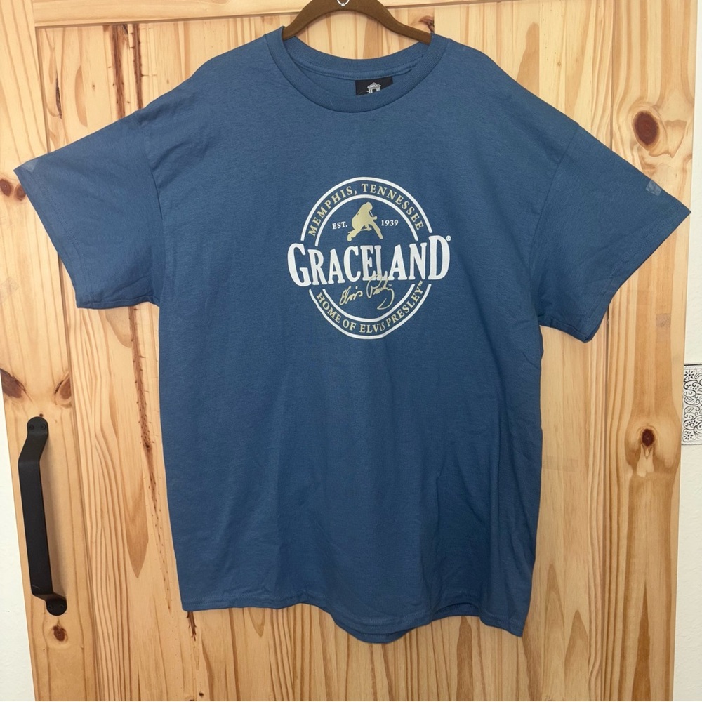 Memphis Tennessee Graceland blue cotton tee #ElvisPresley size XL